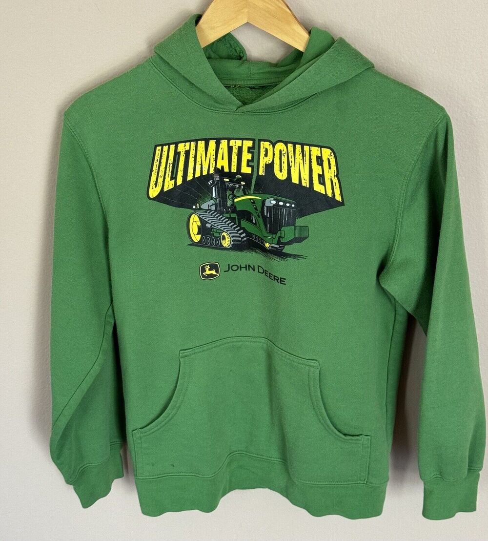 John Deere Men's Small Sweatshirt Green Pullover Ultimate power Tractor logo